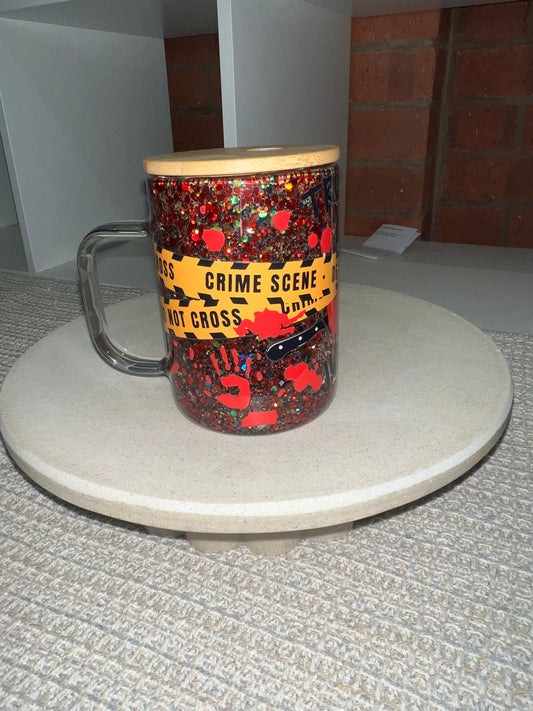 Crime snow globe mug