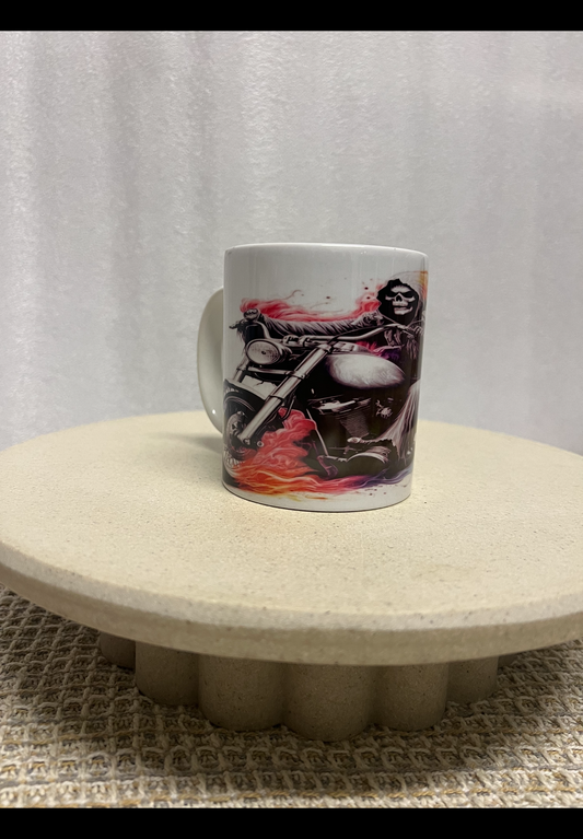 Skull motor bike mug