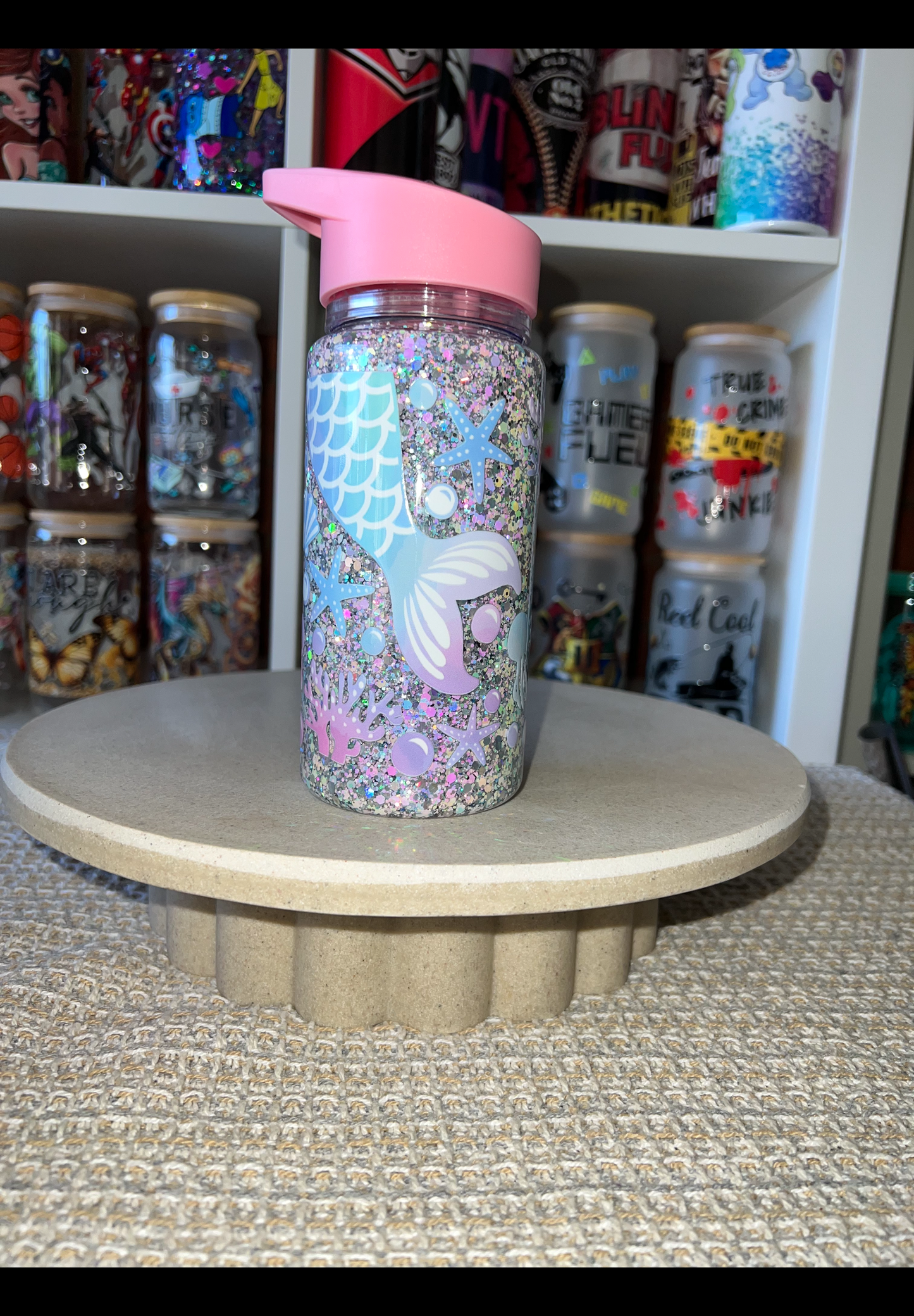 Mermaid snowglobe drink bottle