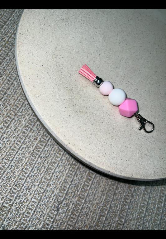 Pink tassel key ring