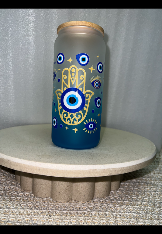 Evil eye blue coloured frosted cup