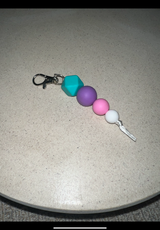 Blue purple pink white key ring