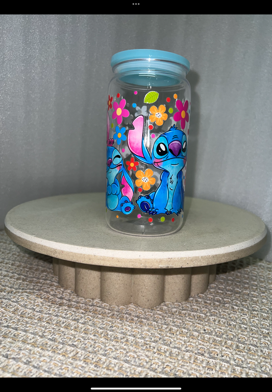 Stitch acrylic flowers cup