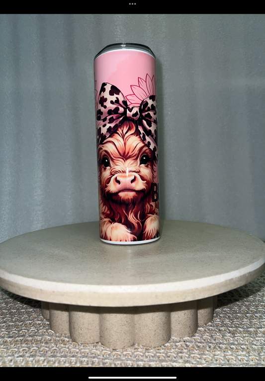 Highland cow pink tumbler