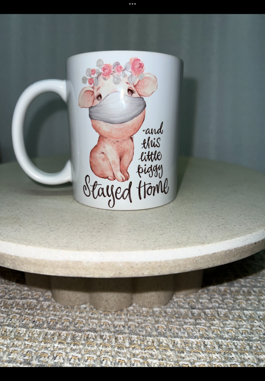 Stayed home piglet mug